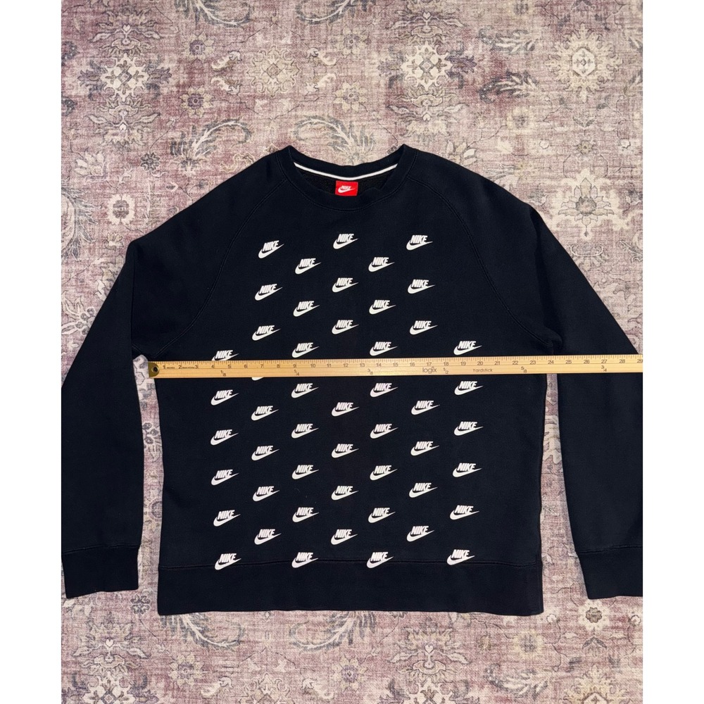 VTG Nike Sportswear Mens XXL Black All Over Mini Swoosh Logo Crewneck Sweatshirt - Picture 4 of 6